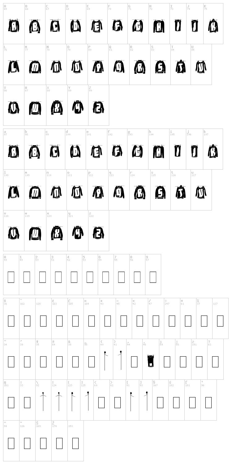 Laundry Day font map